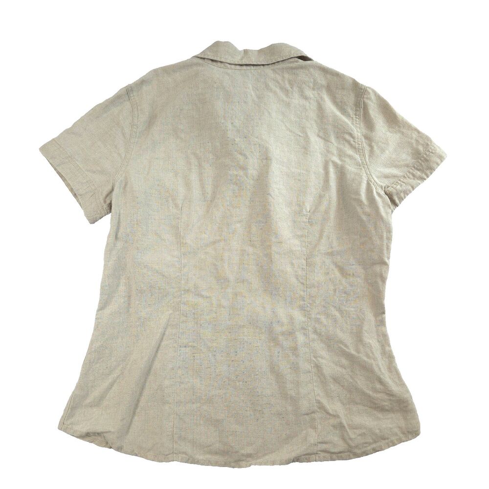 Eddie Bauer Womens Linen Shortsleeve Button Down Shirt Beige S Safari Gorp - Picture 2 of 10
